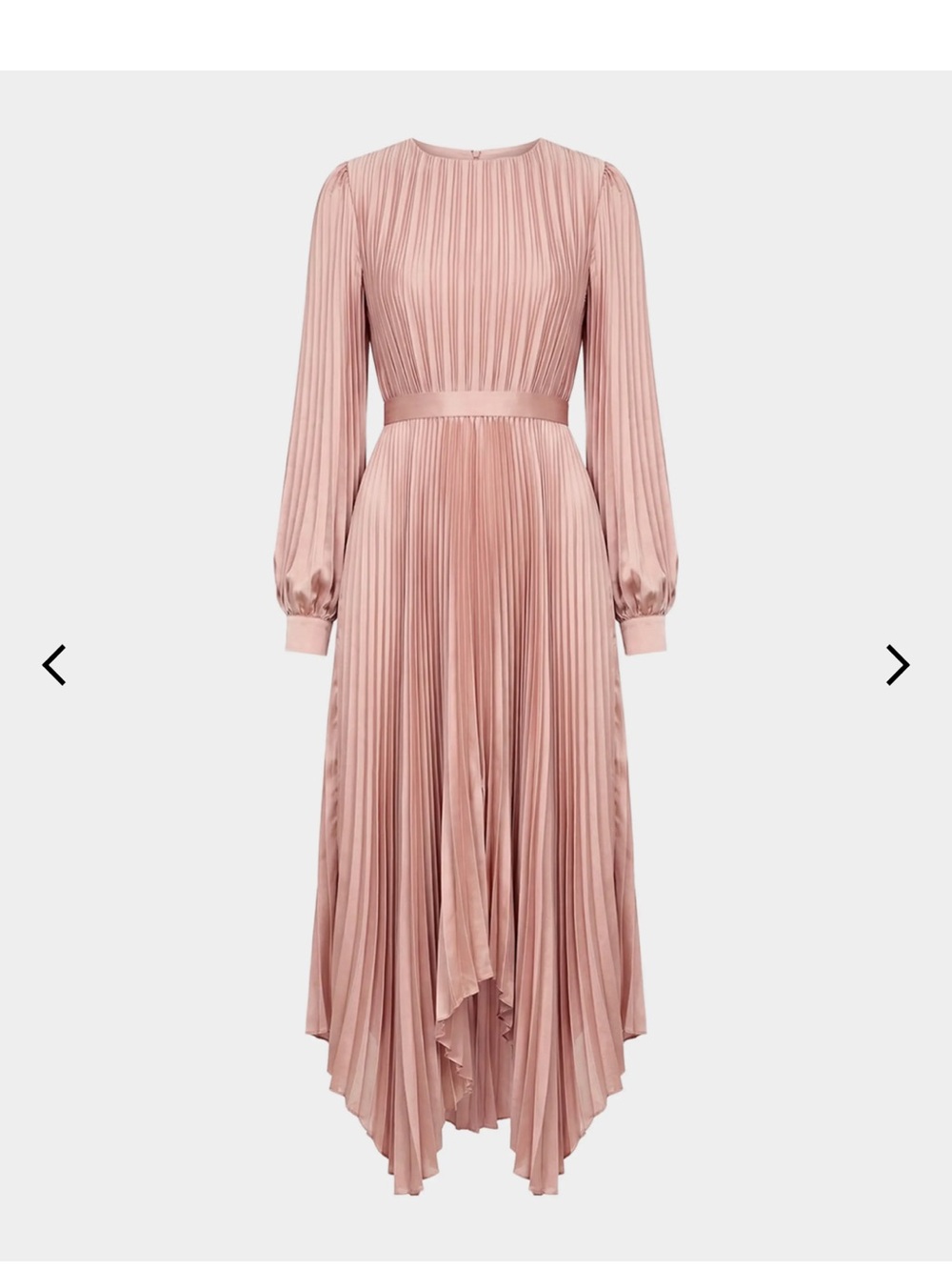Mac Duggal Blush Pink Pleated High-Low Midi Dress
